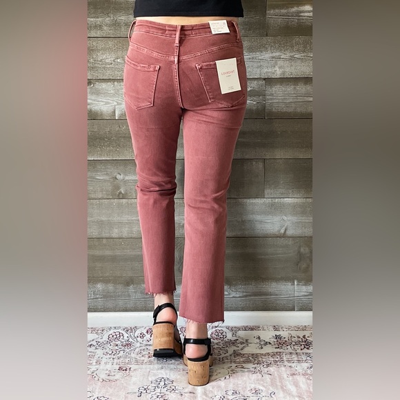 lovervet denim tummy control wine straight leg crop jeans raw hem LV1200WI 26 - Picture 13 of 16